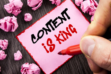 Text sign  Content Is King. Business concept for Online Marketing Information Management With cms...