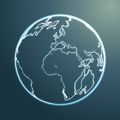 Vector Illustration of World Globe Point, Compostion Representing The Global Network Connection
