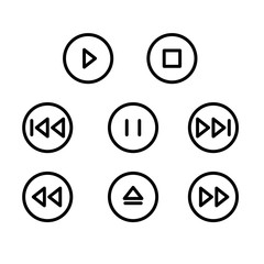 Black media player buttons collection vector