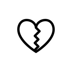 Broken heart icon in trendy flat style isolated on background