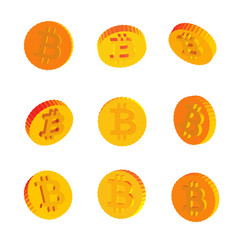 Golden Coins with Bitcoin Symbols