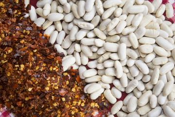 crushed hot chili peppers and white beans