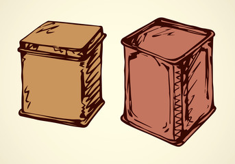 Vector drawing. Box for tea
