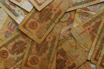 текстура из жёлтых советских денежных купюр