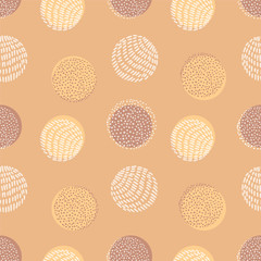 Hand drawn stylish modern yellow seamless abstract pattern, scandinavian design style. Vector illustration