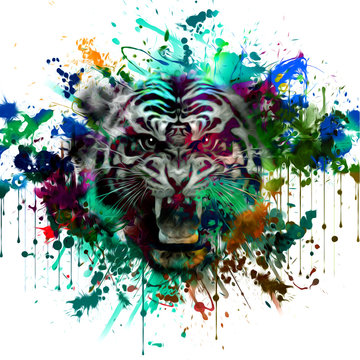 тигр абстрактные иллюстрации