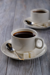 Fototapeta na wymiar Black coffee in a white cup.