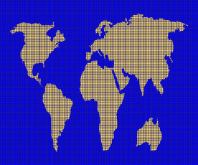 Fototapeta na wymiar Golden map worldpixels grid