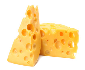 piece of cheese isolated on white background
