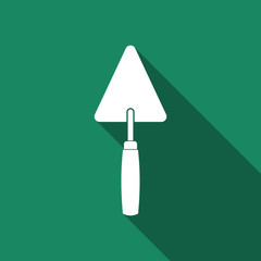 Trowel icon isolated with long shadow. Flat design. Vector Illustration