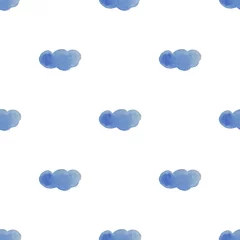 Möbelaufkleber Clouds seamleass pattern watercolor for textyle, backgrounds, web, wallpaper, texture in blue color © axynia