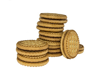 a lot of round cookies on isolated white background