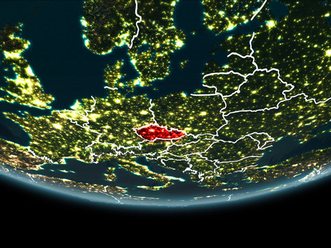 Czech republic on Earth from space at night