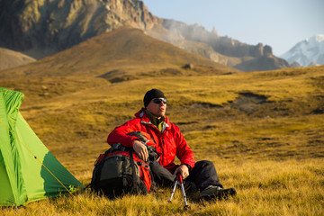 campaign in mountains with a tent holidays
