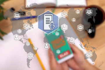 Document management system. DSM on the touch screen to the network, on office blur...