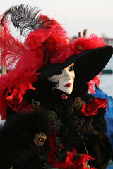 masquerade costume and mask at Venice carnival Italy