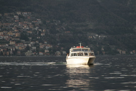 motor boat at the como lake ltaly