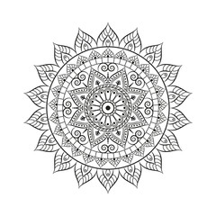 Flower Mandala. Vintage decorative elements. Oriental pattern, vector illustration. Islam, Arabic, Indian, moroccan,spain, turkish, pakistan, chinese, mystic, ottoman motifs. Coloring book page - 195905487