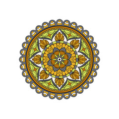 Flower Mandala. Vintage decorative elements. Oriental pattern, vector illustration. Islam, Arabic, Indian, moroccan,spain, turkish, pakistan, chinese, mystic, ottoman motifs. Coloring book page