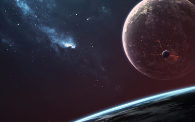 Cosmic landscape, beautiful science fiction wallpaper with endless deep space. Elements of this image furnished by NASA