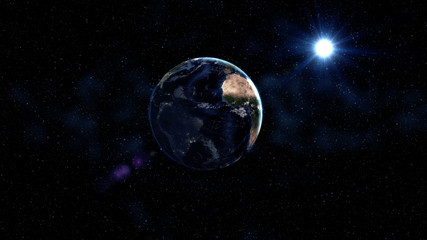 Eclipse and earth in the space.Abstract art background. Astronomy and science concept. Elements of this image furnished by NASA. Earth Day theme
