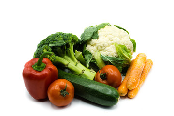 Gemüse gesunde Ernährung isoliert freigestellt auf weißen Hintergrund, Freisteller 