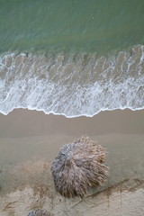 sun umbrella near the ocean samana dominican republic, dron photo