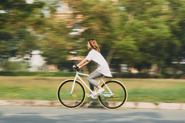 Riding bicycle