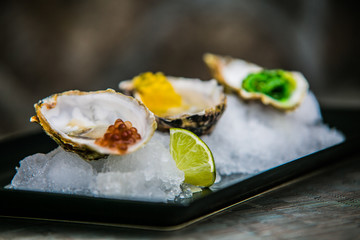 Detail on special designe for food on a wooden board.Food detail