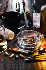Addictive substances, including alcohol, cigarettes and drugs