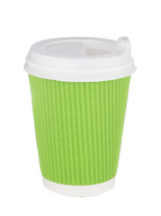 Paper coffee cups on a white background.