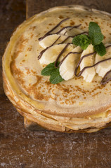desert - stack of pancake with banana