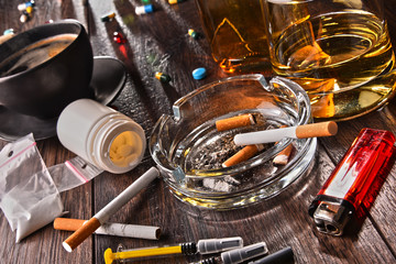 Addictive substances, including alcohol, cigarettes and drugs