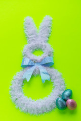 Easter holiday decorations on brigth colors
