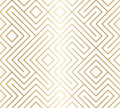 Geometric seamless pattern background. Simple graphic print. Vector repeating golden line texture. Modern swatch. Minimalistic shapes. Stylish trellis. Square grid. Trendy hipster sacred geometry.