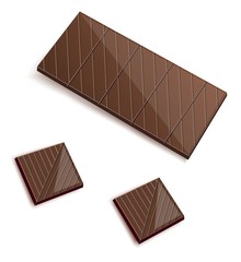 close up a chocolate bar isolated on white background