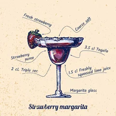 Crédence de cuisine en verre imprimé Cuisine cocktail Margarita aux fraises