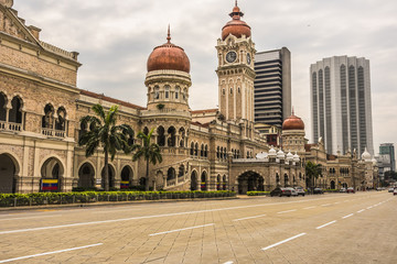 Sultan Abdul Samad building Kuala Lumpur and the city Malaysia - obrazy, fototapety, plakaty