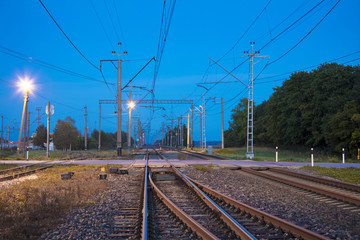 Fototapeta na wymiar Railways at dusk