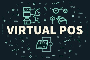 Conceptual business illustration with the words virtual pos
