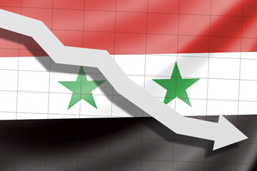 Arrow fall down on the background of the flag Syria
