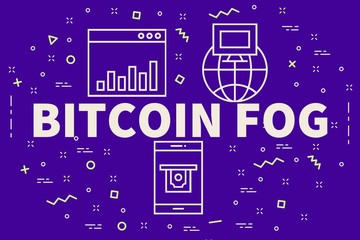 Conceptual business illustration with the words bitcoin fog