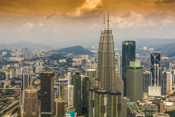 Fototapeta na wymiar View of buildings in the city of Kuala Lumpur Malaysia