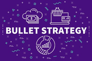 Conceptual business illustration with the words bullet strategy