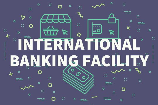 Conceptual business illustration with the words international banking facility