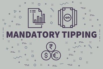 Conceptual business illustration with the words mandatory tipping