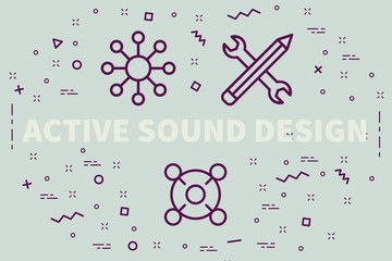Conceptual business illustration with the words active sound design