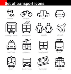 Set transport icons on white background. Vector elements, ready to use for your design. EPS10