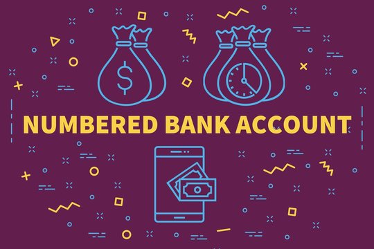 Conceptual business illustration with the words numbered bank account