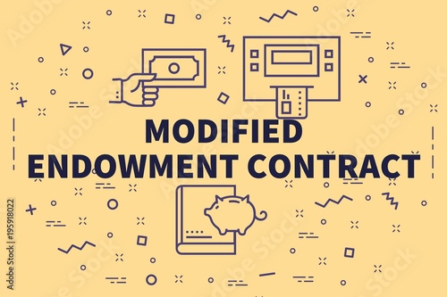 conceptual business illustration with the words modified endowment modified endowment contract